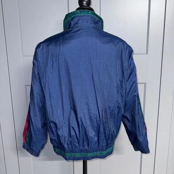 River Edge 80's Sport Windbreaker Jacket Sz M Colorful Baroque Print Nylon Track - Picture 2 of 9
